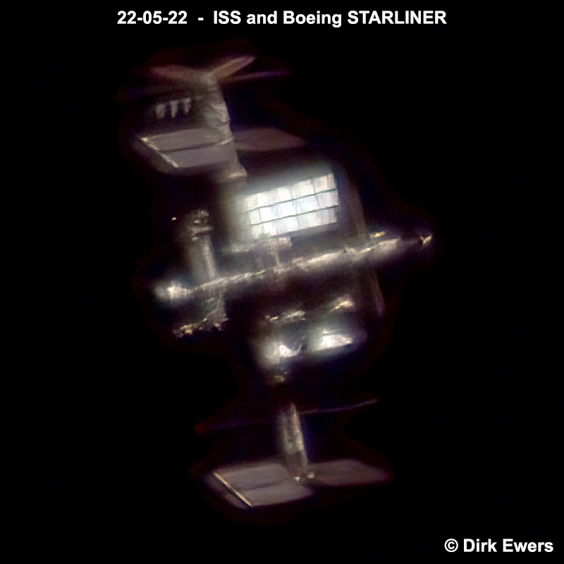 Internationale Raumstation und Boeing STARLINER am 22.05.2022